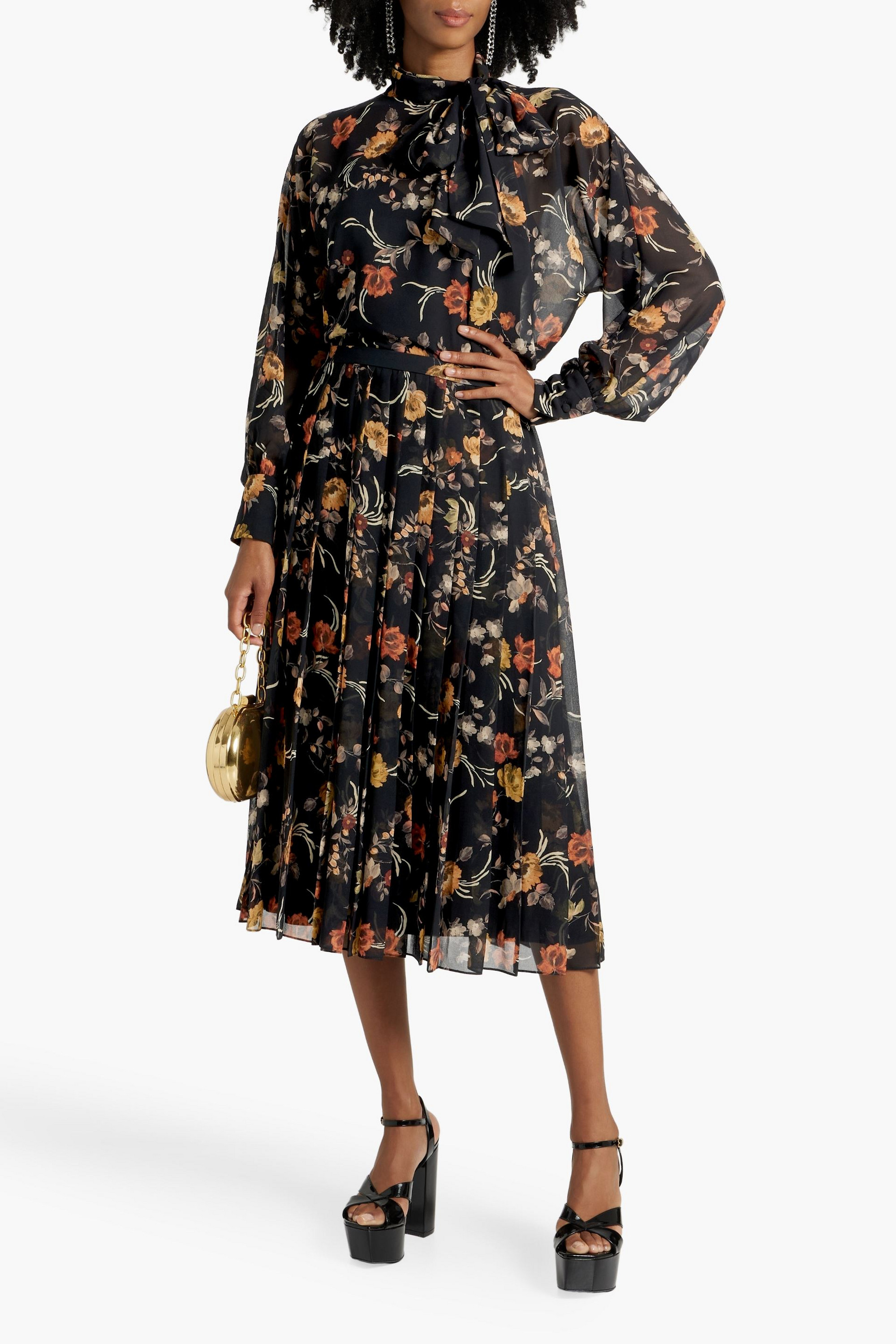 MIKAEL AGHAL Floral-print chiffon midi skirt