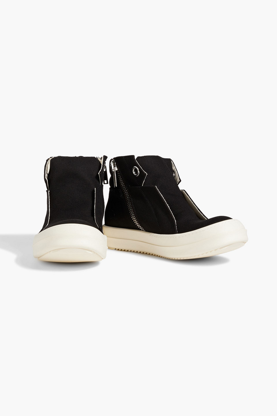 Shop Rick Owens Dunk Denim High-top Sneakers In Black