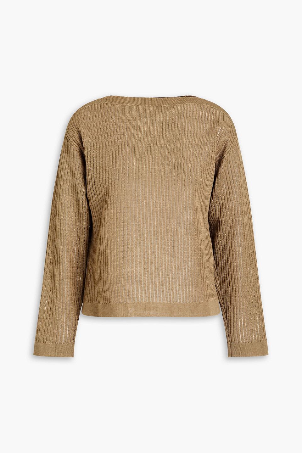 Alberta Ferretti Ribbed Linen Top In Mushroom