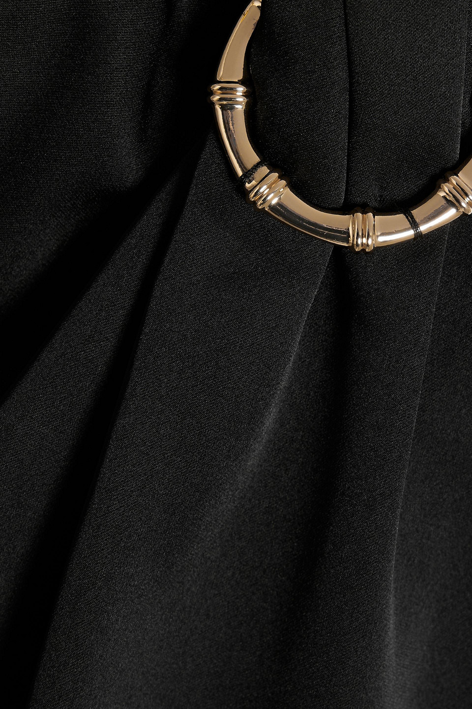 HALSTON EMBELLISHED DRAPED SATIN GOWN