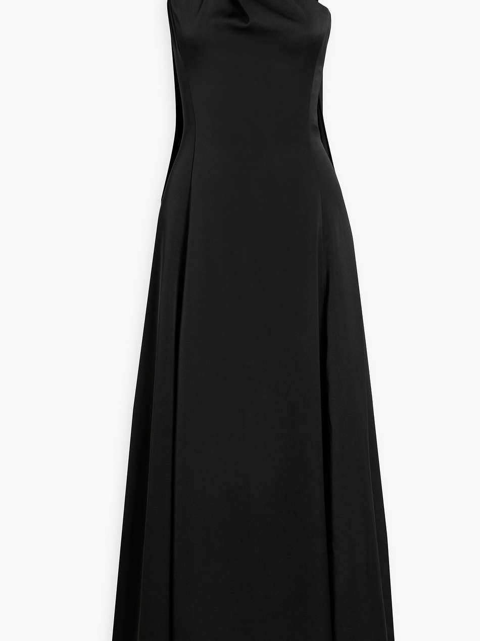 embellished draped satin gown