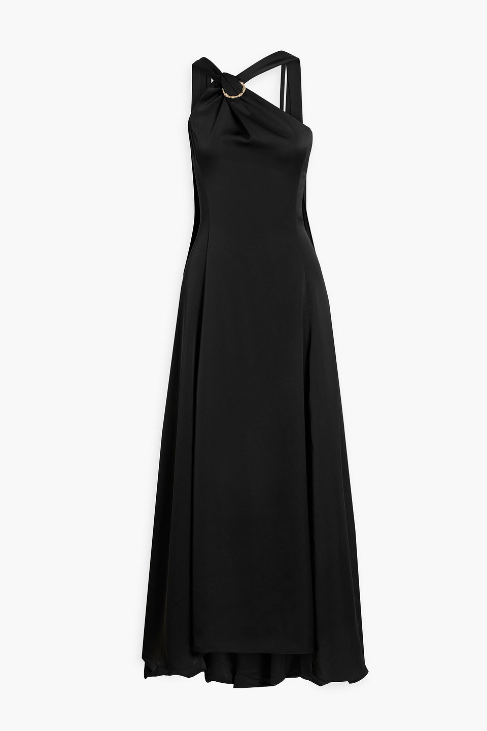 Embellished draped satin gown