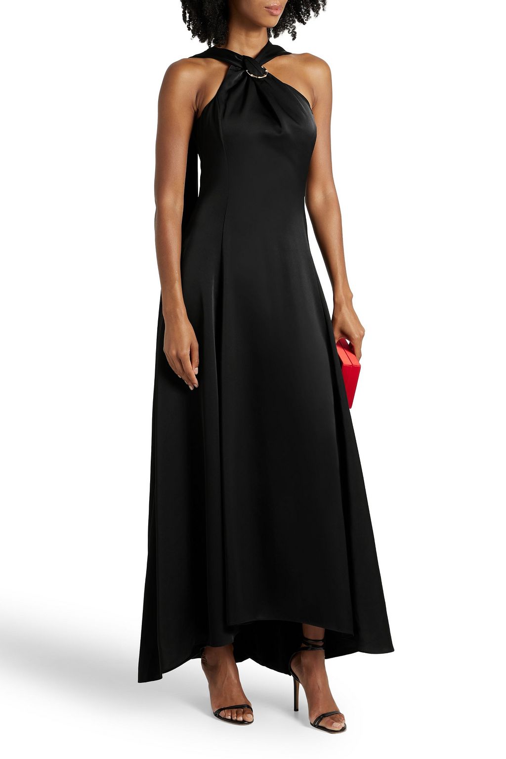 HALSTON Genevieve draped satin gown