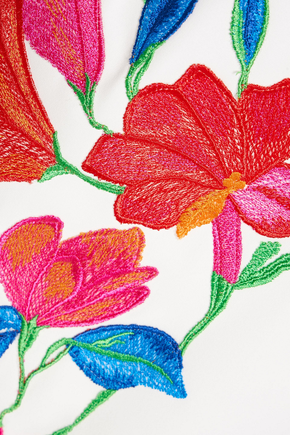 COSTARELLOS WRAP-EFFECT EMBROIDERED CREPE MAXI DRESS