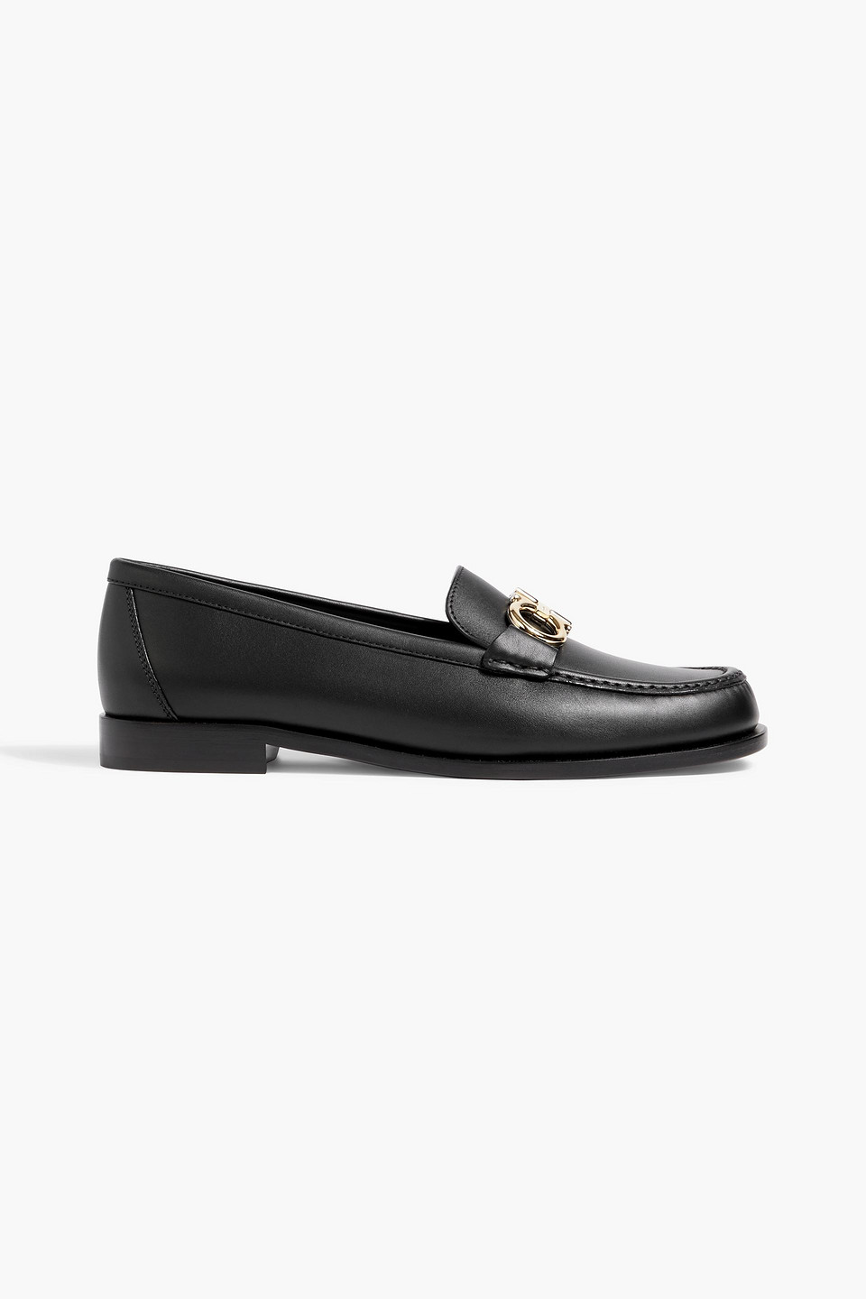 Ferragamo Gancini-ornament Leather Mocassins In Black