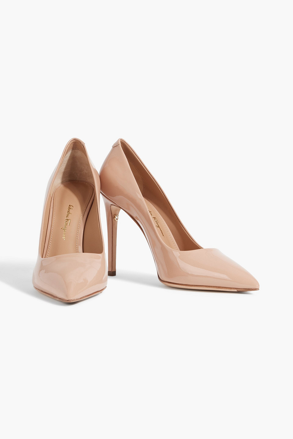 Ferragamo Ilary Patent-leather Pumps In Pastel Pink