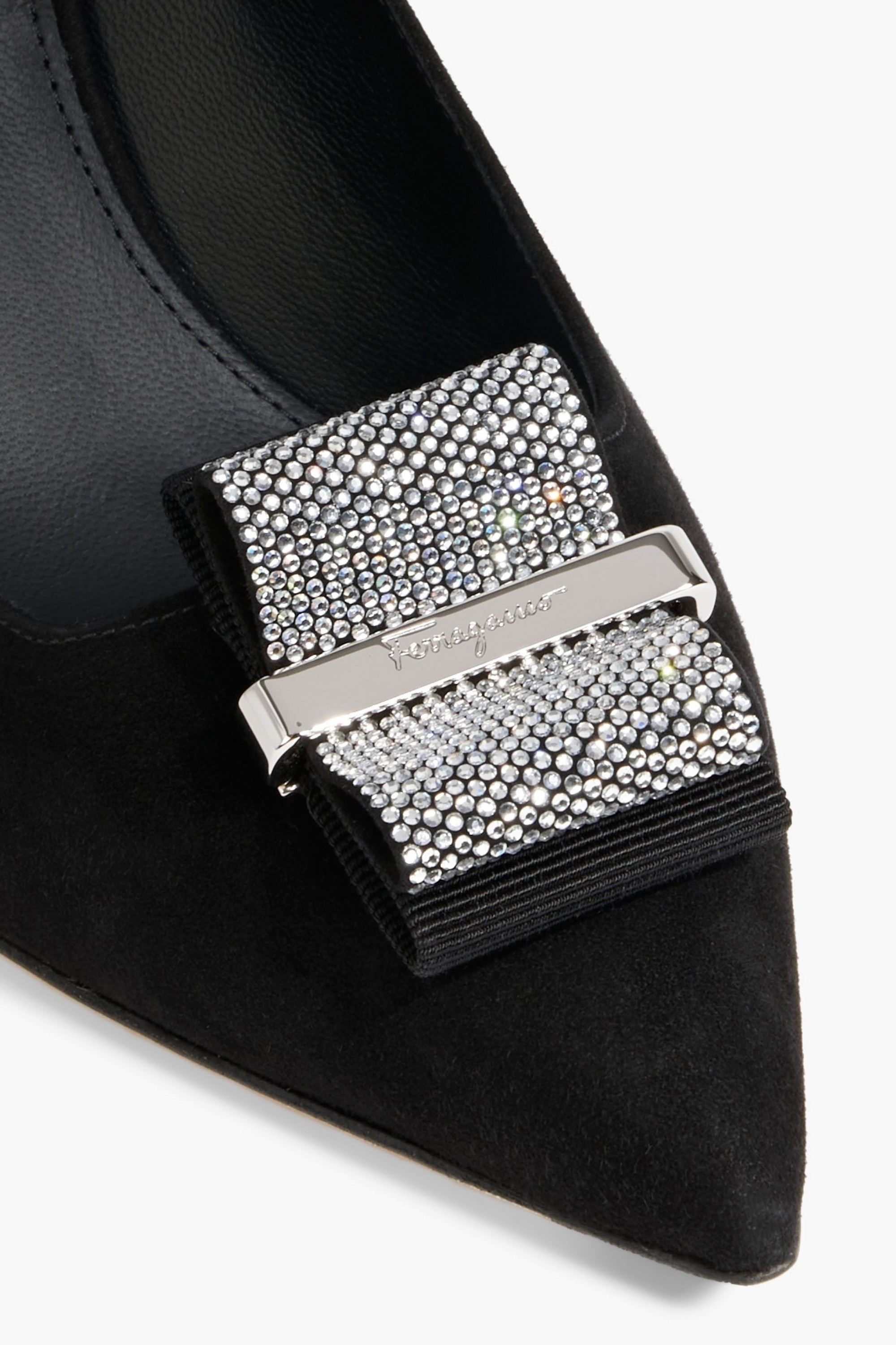 Ferragamo Winnie 70 crystal-embellished suede pumps thumbnail