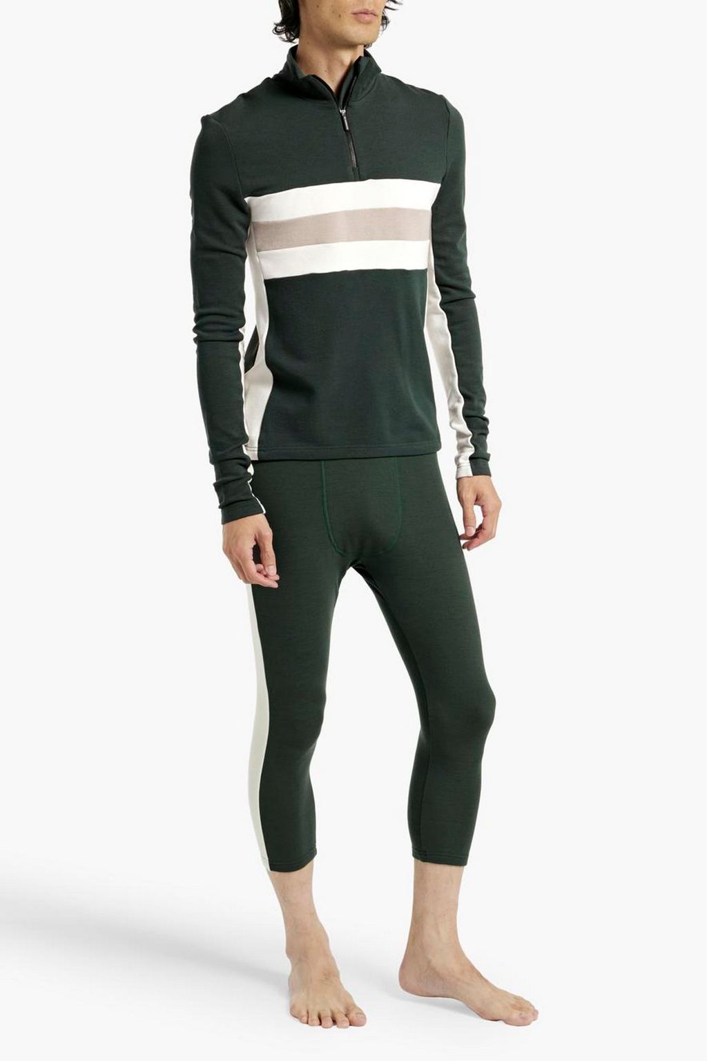 WE NORWEGIANS Voss cropped striped merino wool-blend leggings