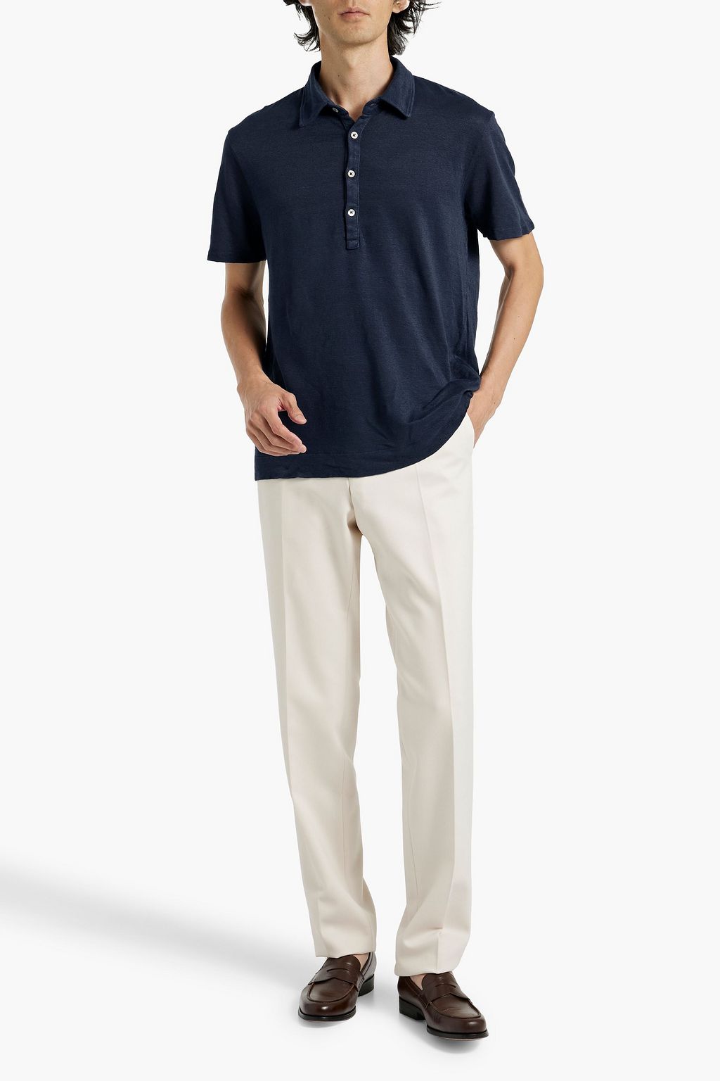 BOGLIOLI Linen-jersey polo shirt