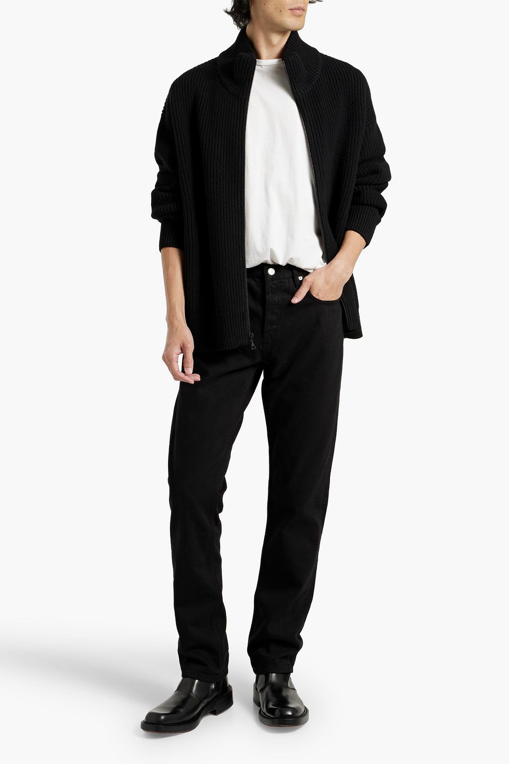 JOHN ELLIOTT Ribbed wool zip-up cardigan