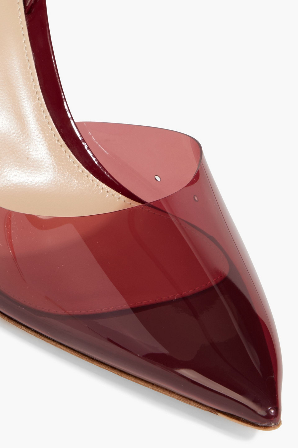 Gianvito Rossi Ribbon D'orsay 85 Patent-leather And Pvc Slingback Pumps In Claret