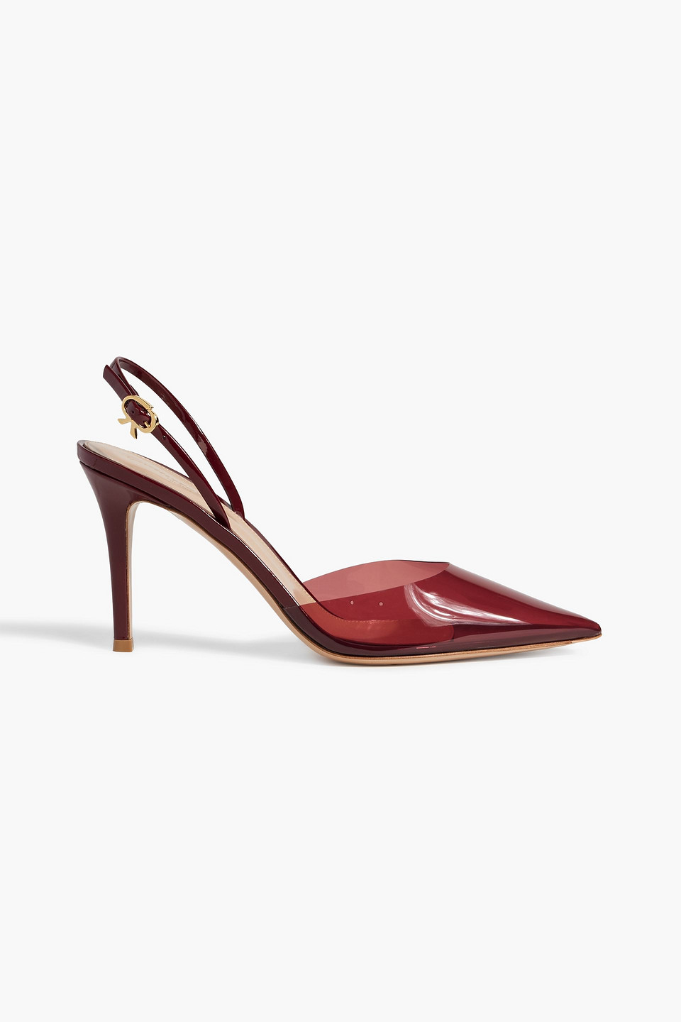 Gianvito Rossi Ribbon D'orsay 85 Patent-leather And Pvc Slingback Pumps In Claret