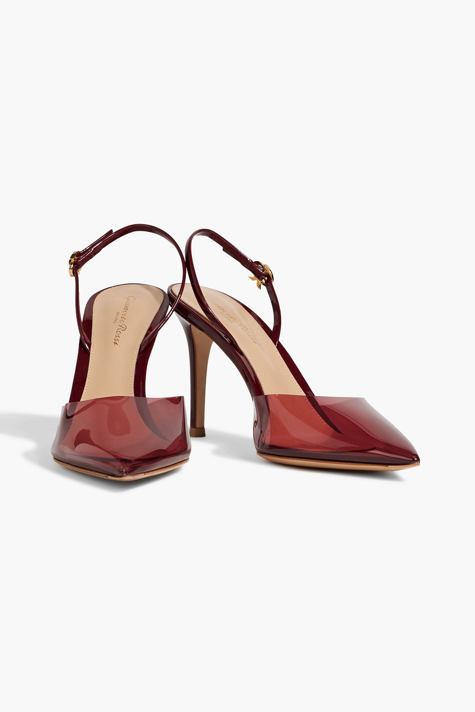 Gianvito Rossi Ribbon D'orsay 85 Patent-leather And Pvc Slingback Pumps In Claret