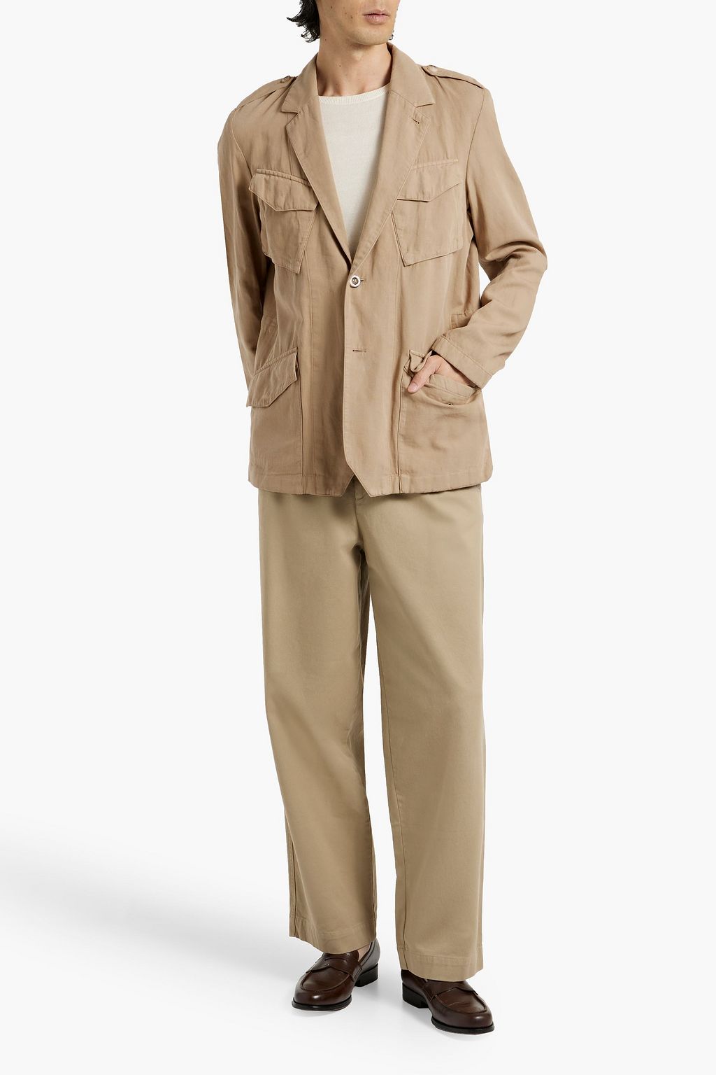 BOGLIOLI Cotton and linen-blend canvas jacket