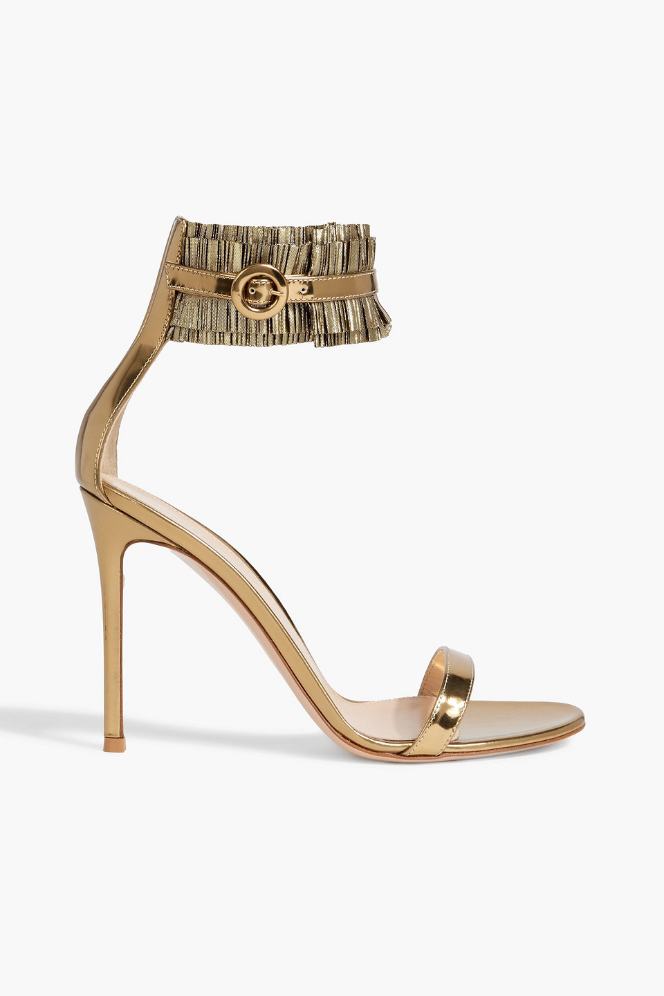 Fringed metallic leather sandals