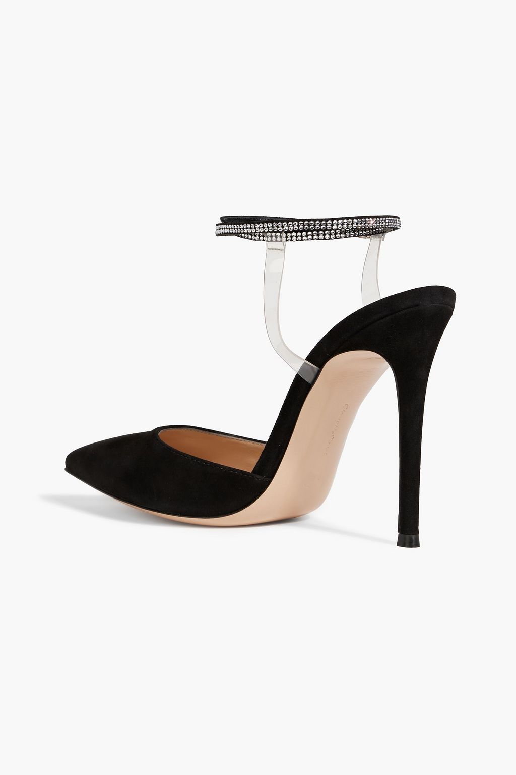 GIANVITO ROSSI Jewel crystal-embellished PVC and suede pumps