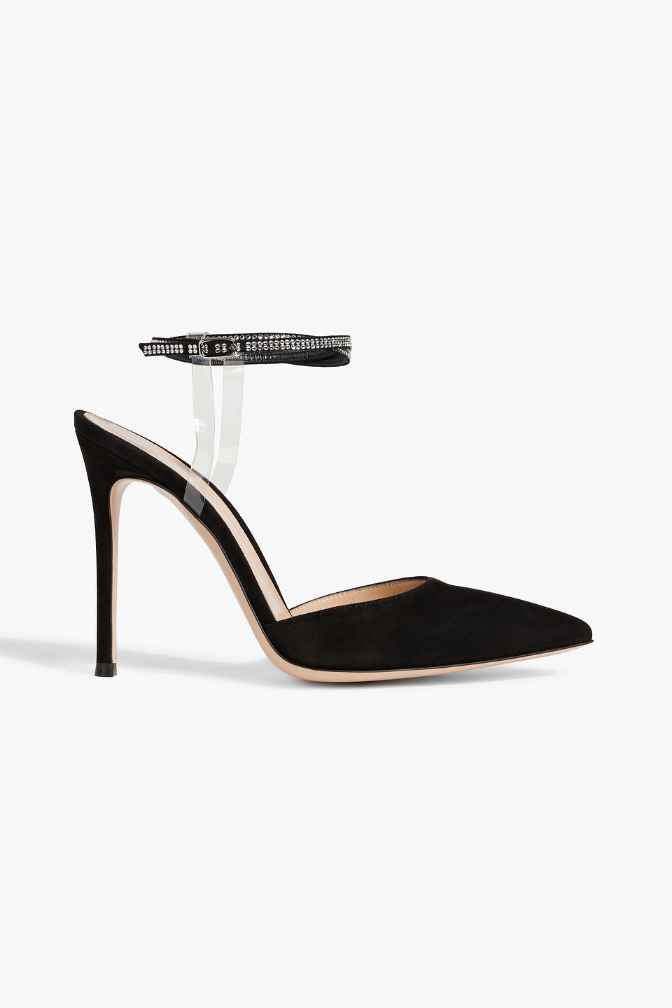 Gianvito Rossi Jewel Crystal-embellished Pvc And Suede Pumps In Black