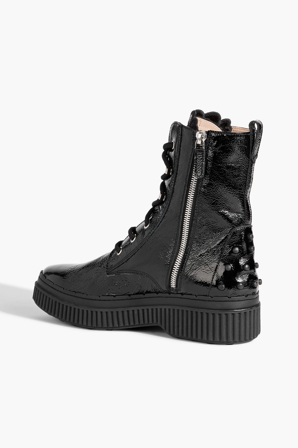TOD'S Crinkled patent-leather ankle boots