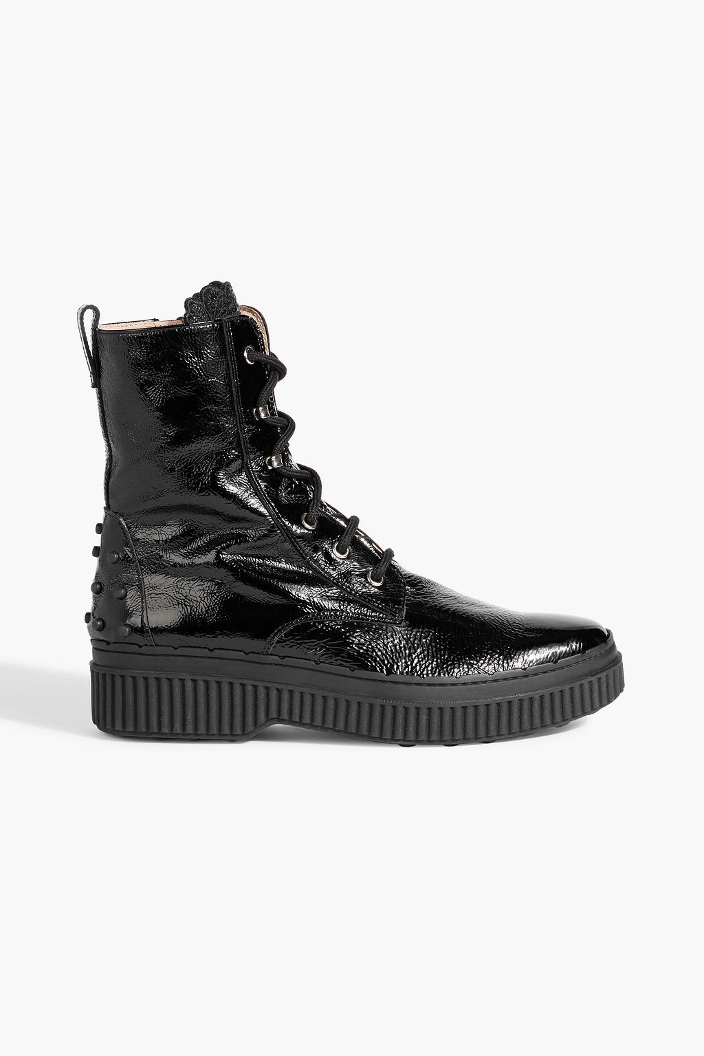 Crinkled patent leather ankle boots black EU 35.5