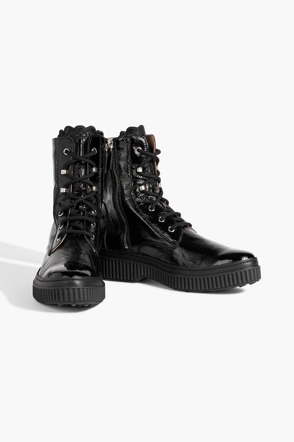 TOD'S Crinkled patent-leather ankle boots