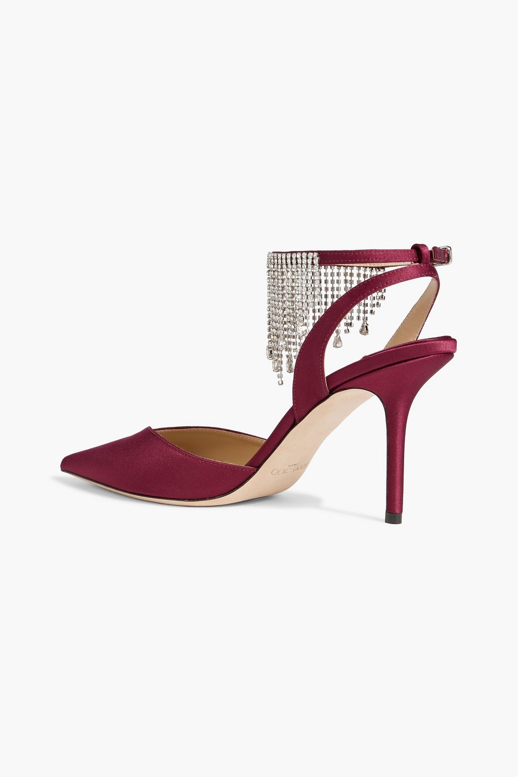 JIMMY CHOO Birtie 85 crystal-embellished satin pumps