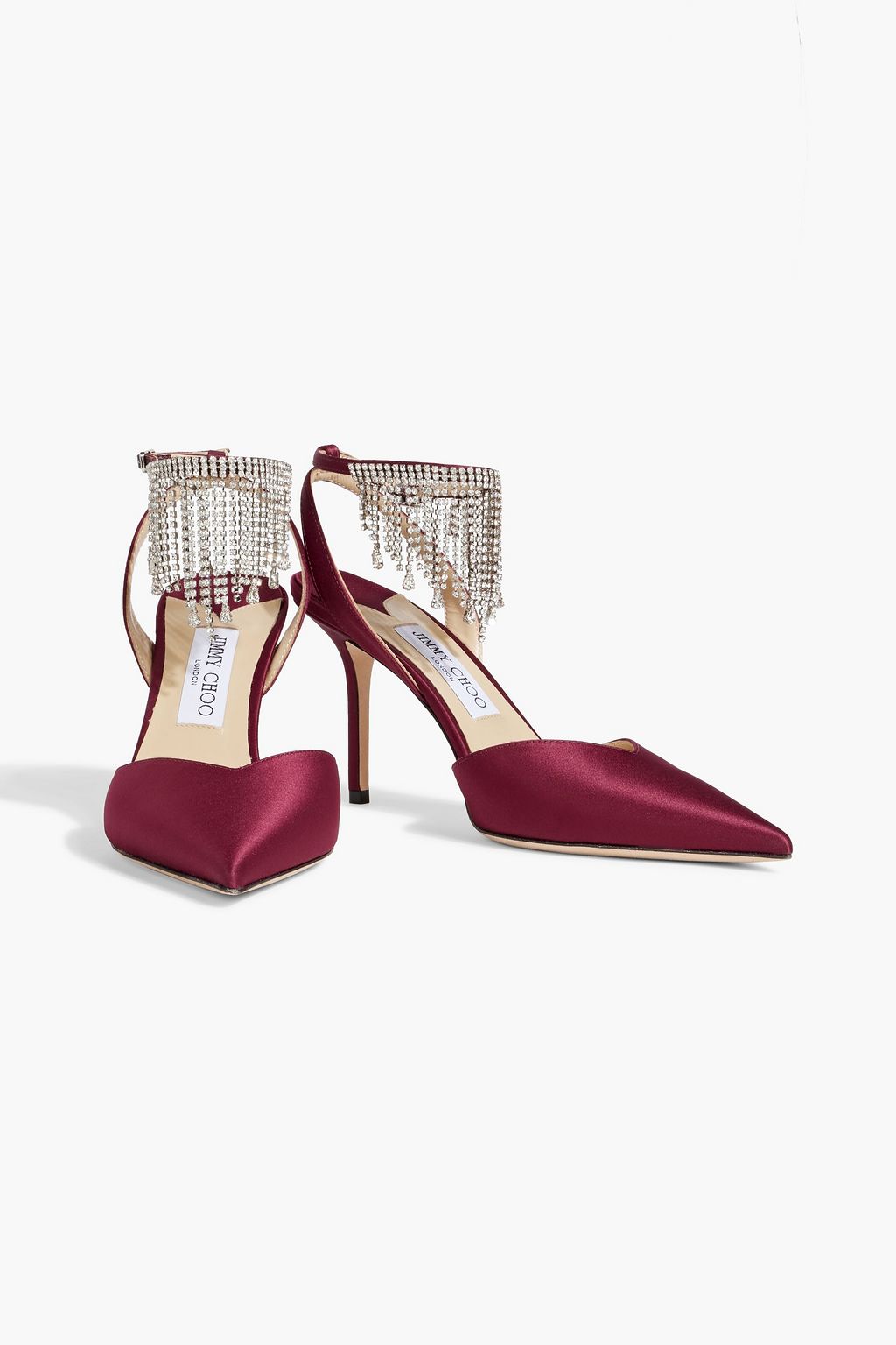 JIMMY CHOO Birtie 85 crystal-embellished satin pumps
