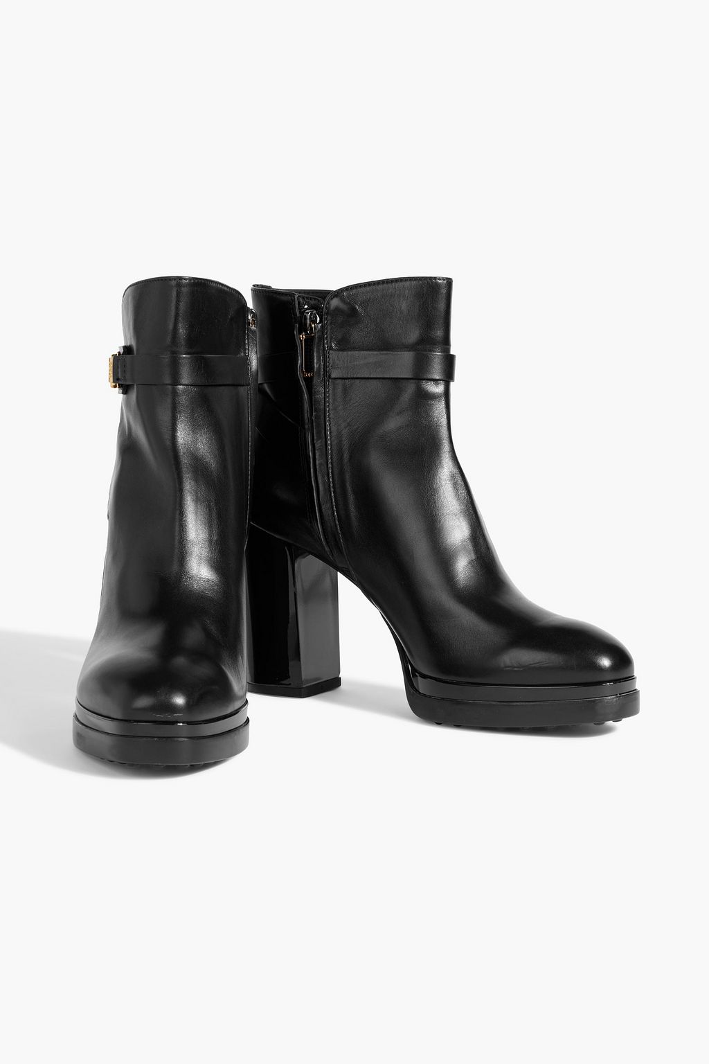TOD'S Buckled two-tone leather ankle boots