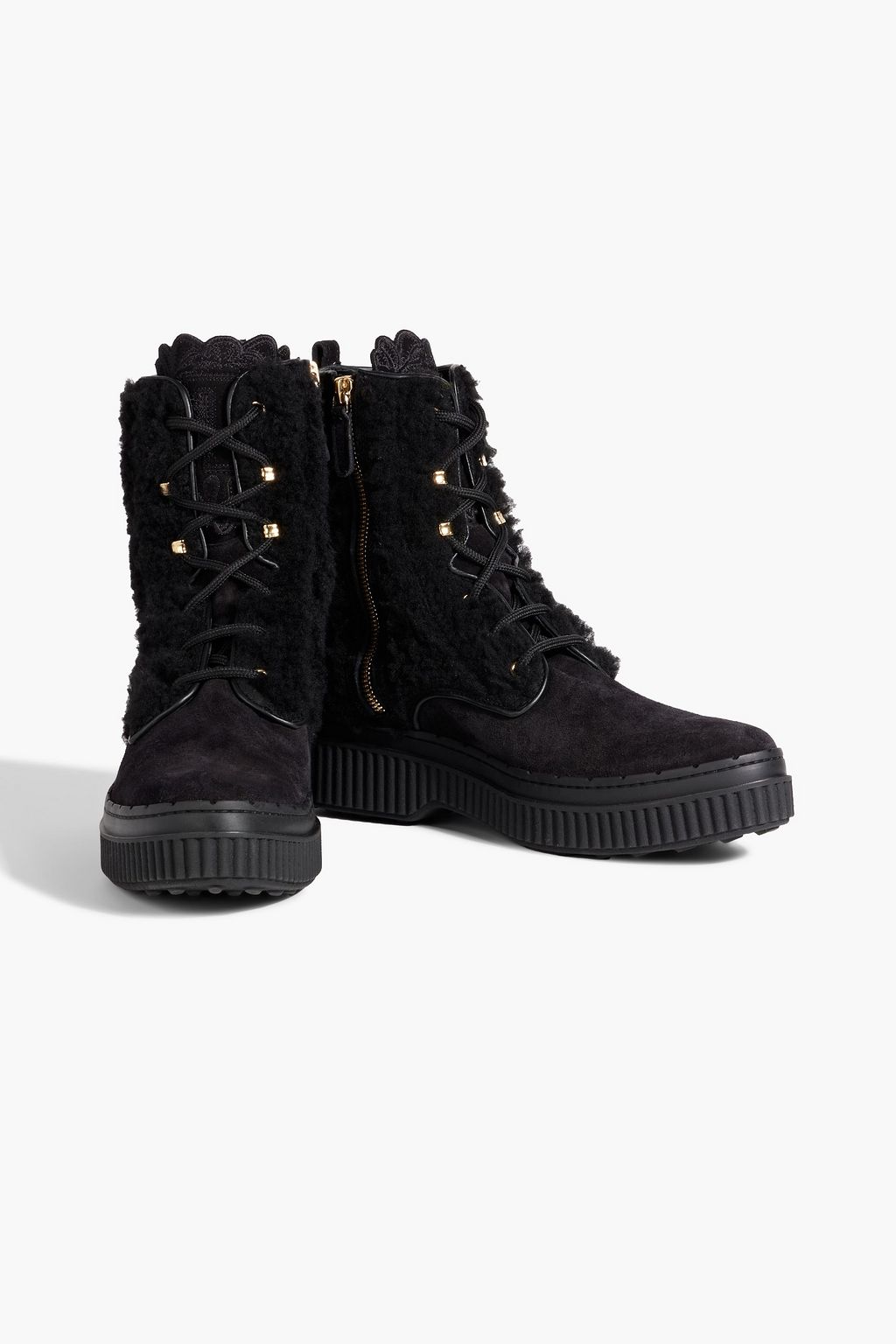 TOD'S Lace-up shearling ankle boots