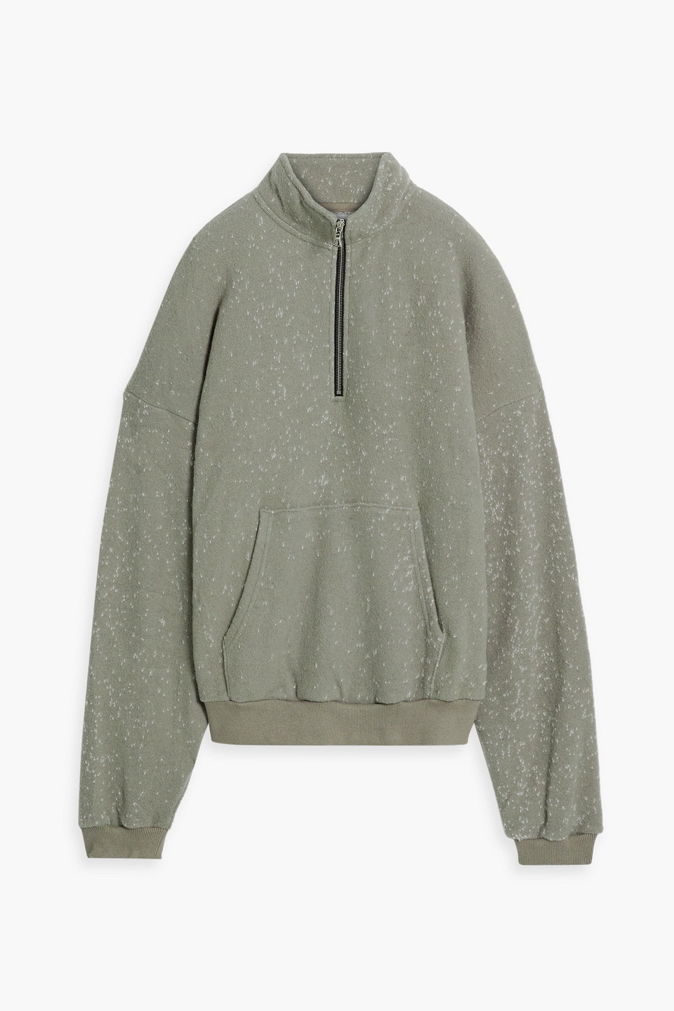 John Elliott Wool-blend Half-zip Sweatshirt In Grey Green