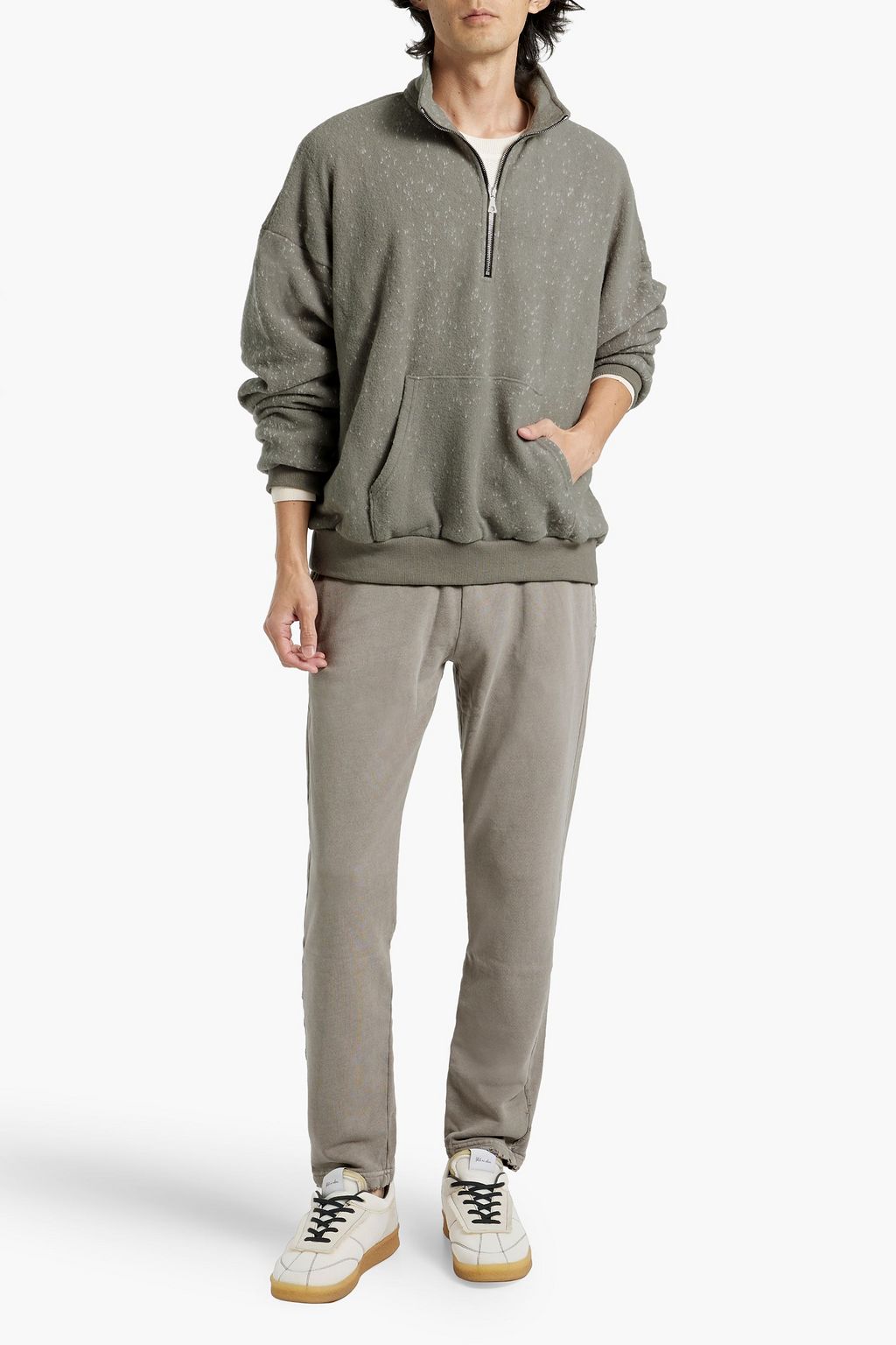 JOHN ELLIOTT Wool-blend half-zip sweatshirt