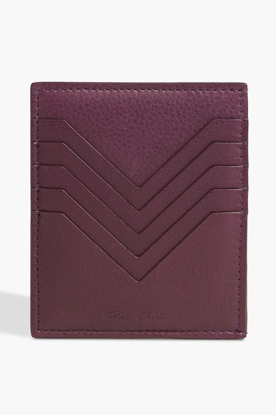 Rick Owens Pebbled-leather Cardholder In Grape