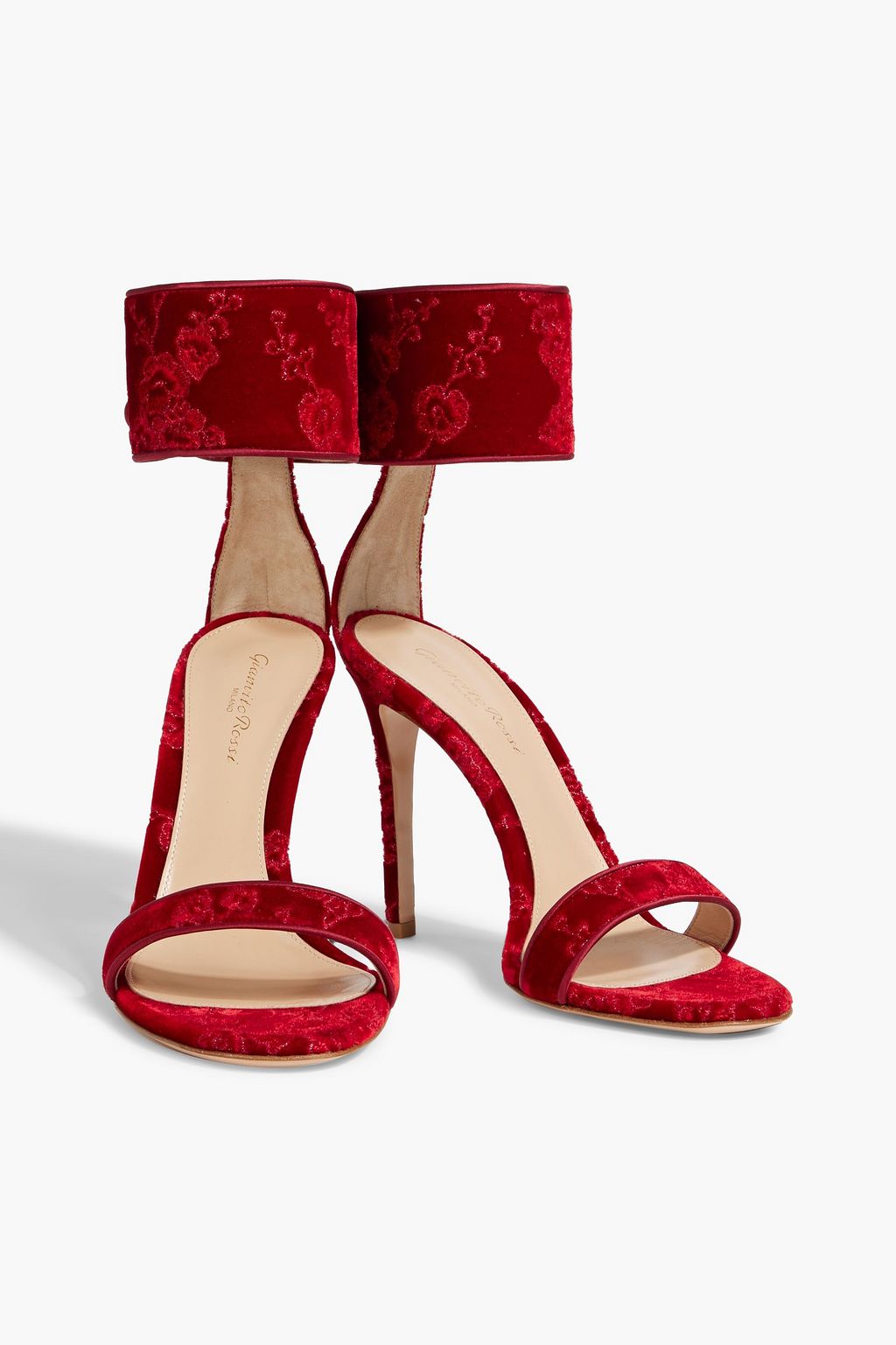 GIANVITO ROSSI Empress embroidered velvet sandals