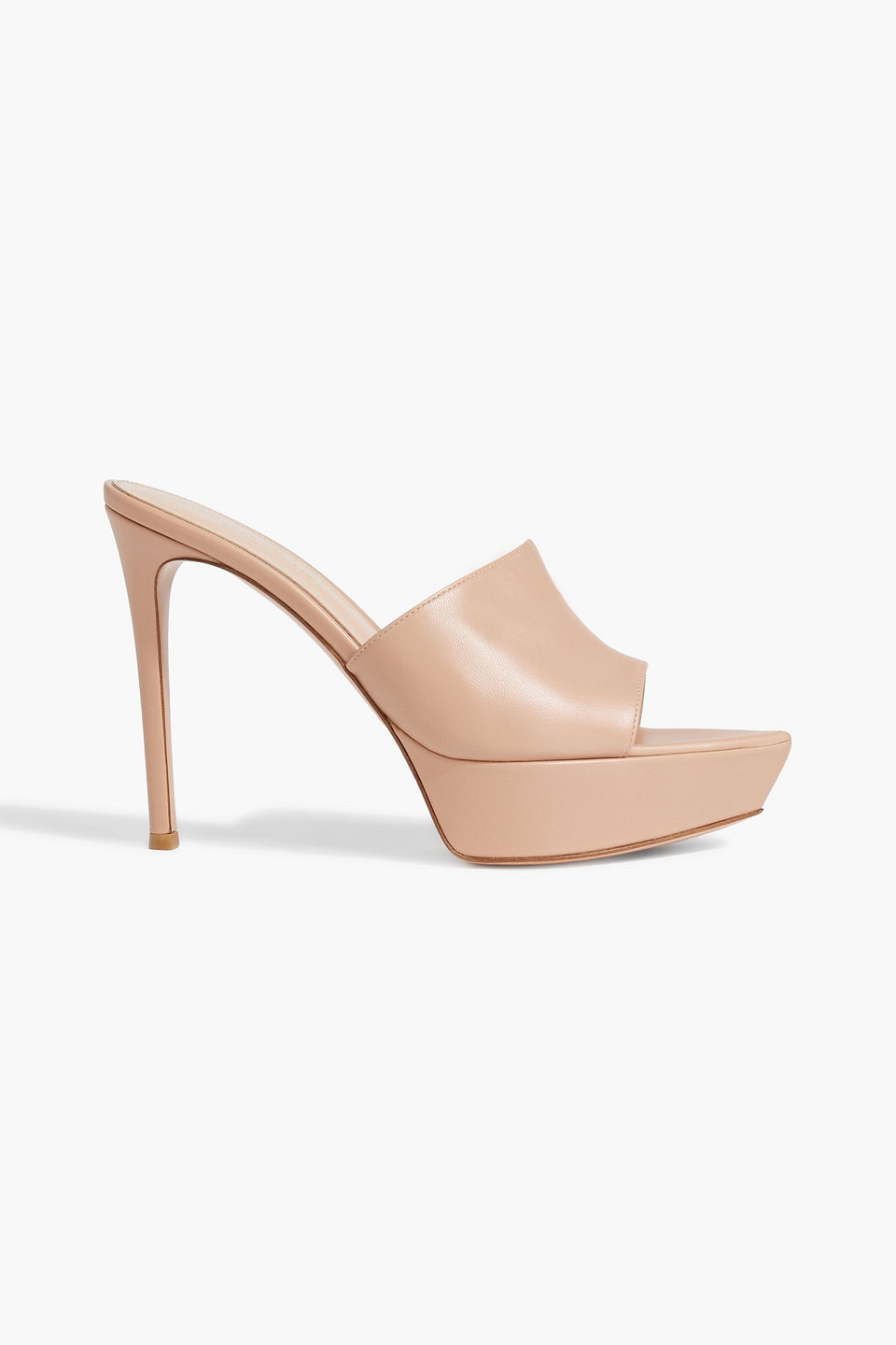 Gianvito Rossi Leather Platform Mules In Blush