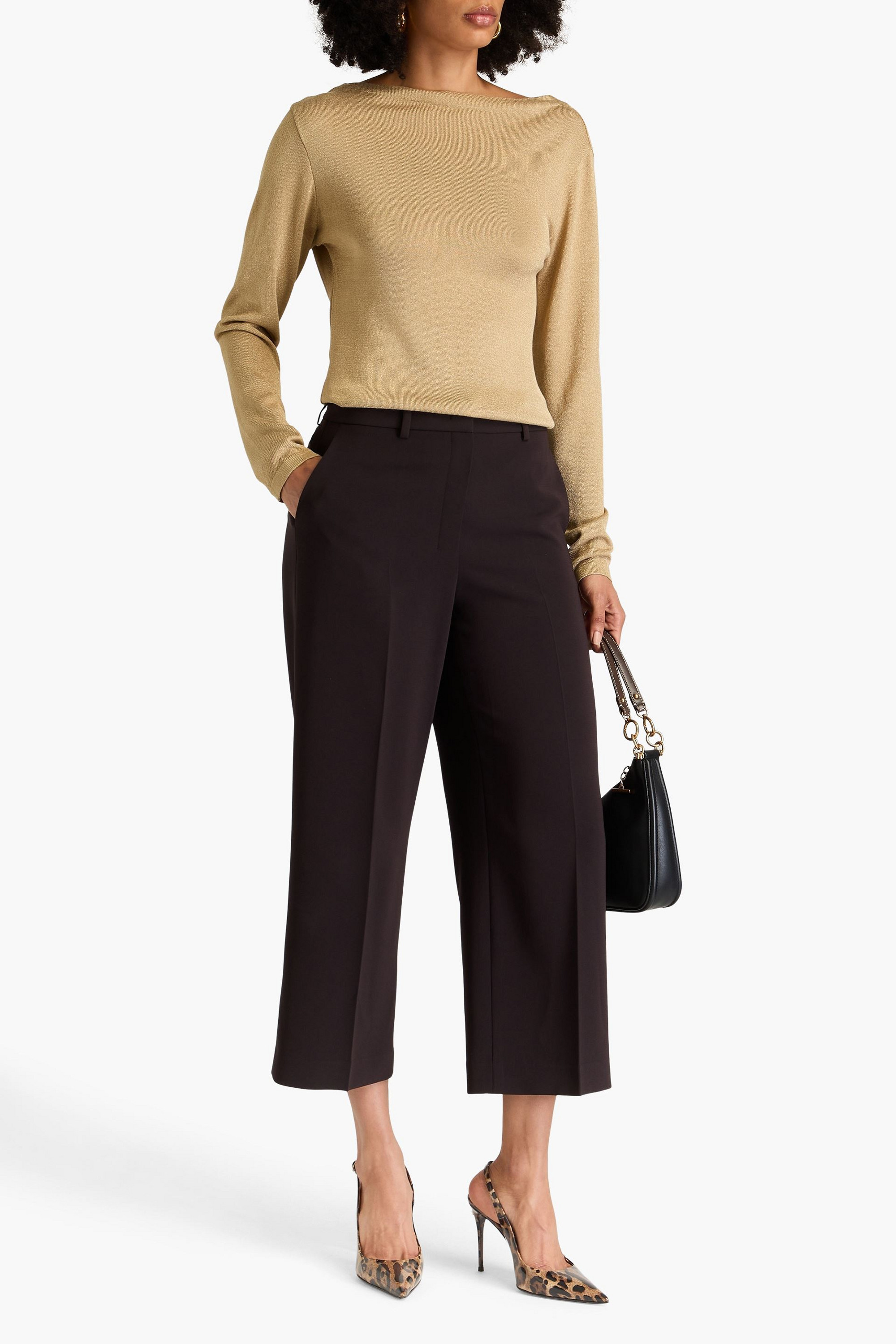 ALBERTA FERRETTI Draped metallic knitted sweater