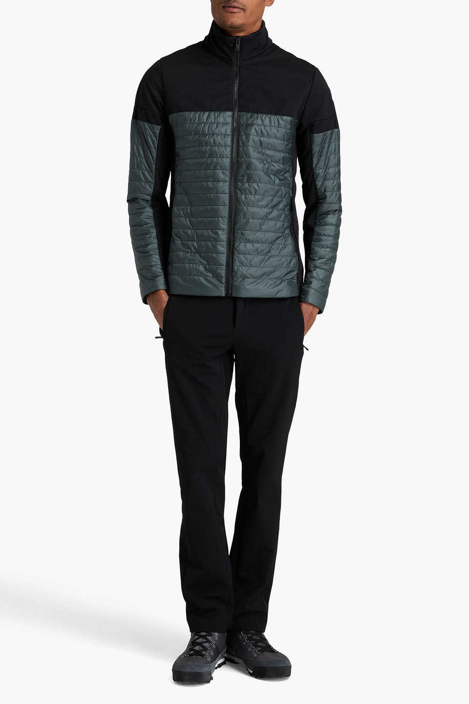 Fusalp Estaris Quilted Shell And Tech-jersey Track Jacket In Grey Green