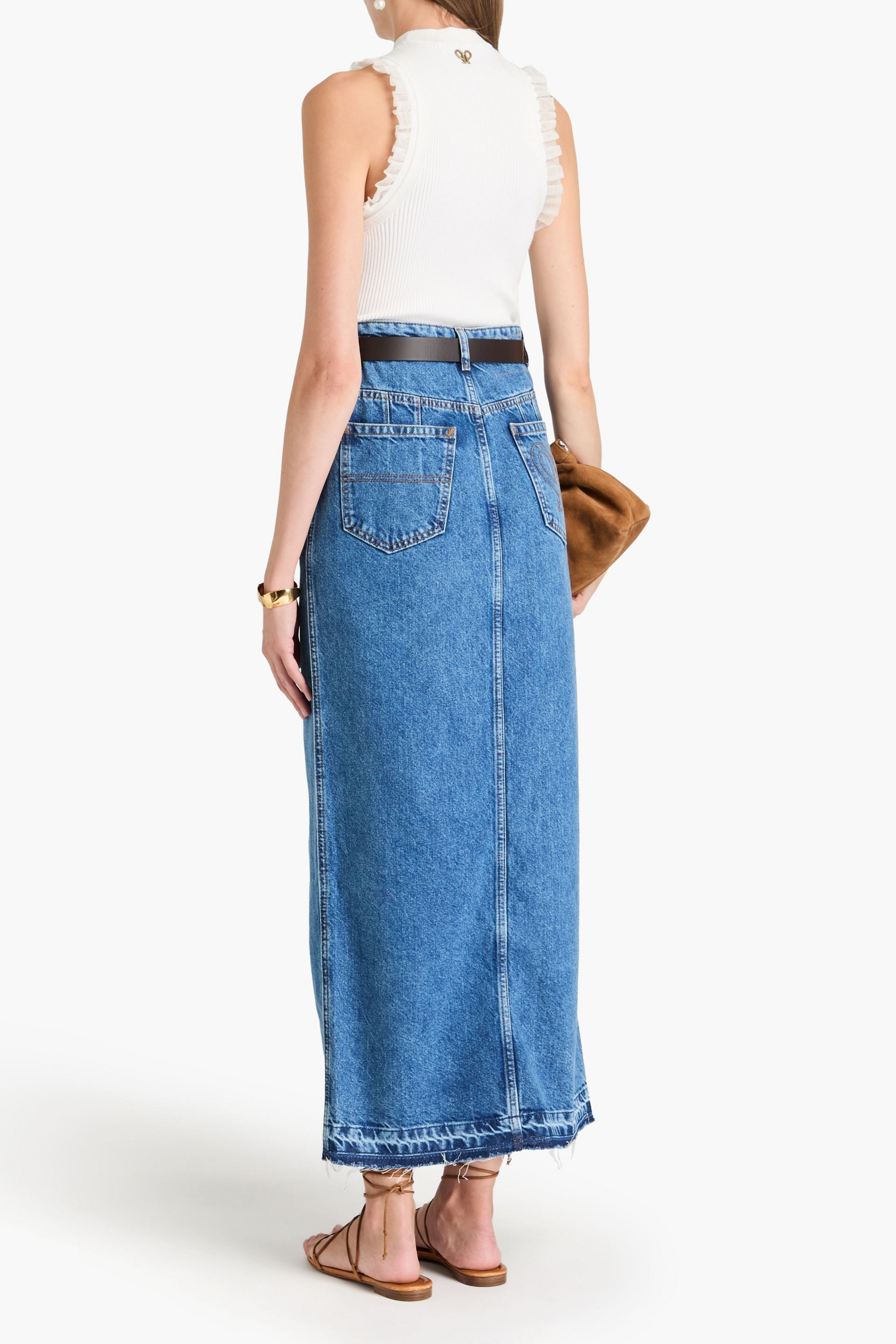 Philosophy di Lorenzo Serafini Denim maxi skirt thumbnail