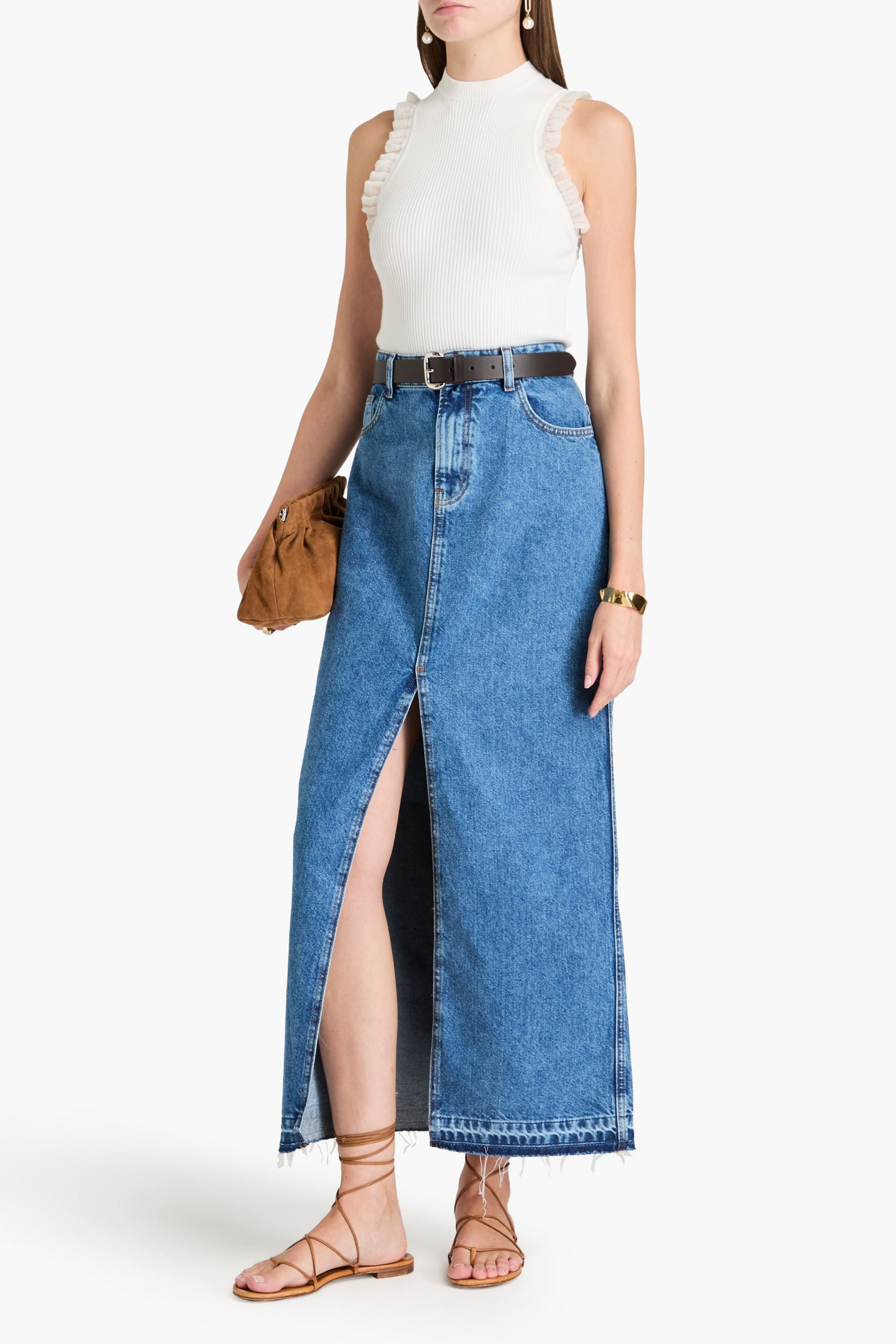 Philosophy di Lorenzo Serafini Denim maxi skirt