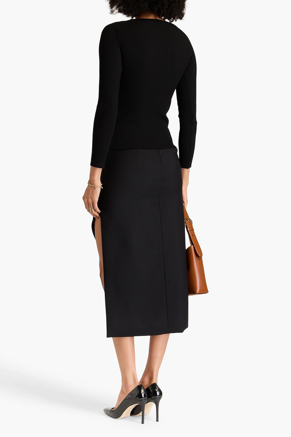 Alberta Ferretti Ribbed-knit Sweater In Black