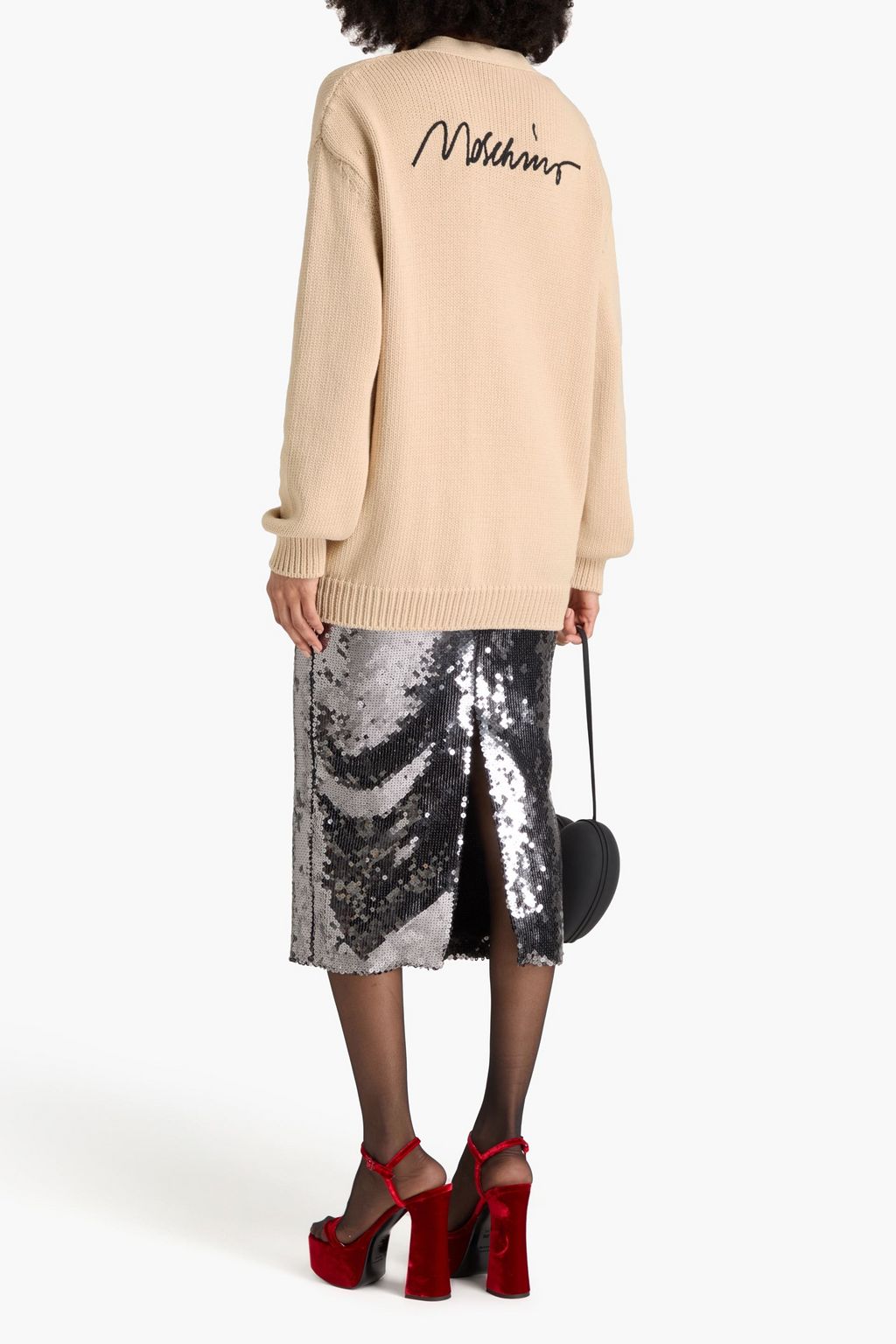 MOSCHINO كارديغان من مزيج من القطن بتصميم مطرّز