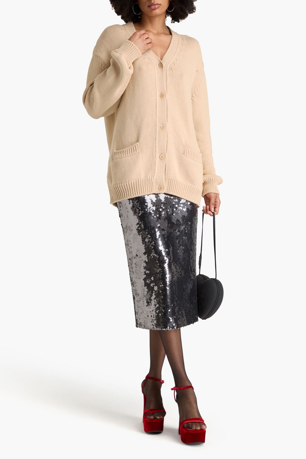 MOSCHINO كارديغان من مزيج من القطن بتصميم مطرّز