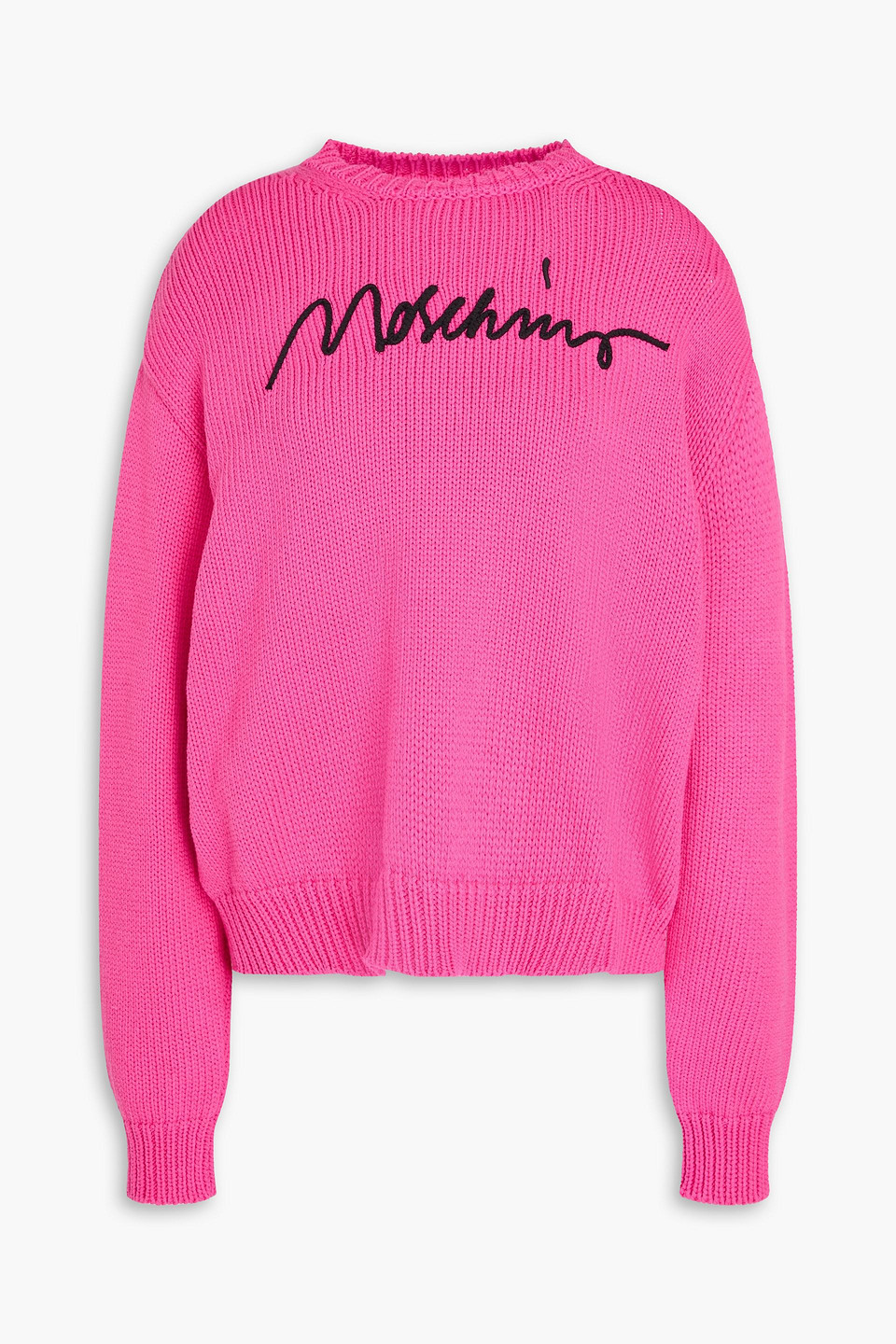 Moschino - Embroidered cotton-blend sweater - Pink - IT 46