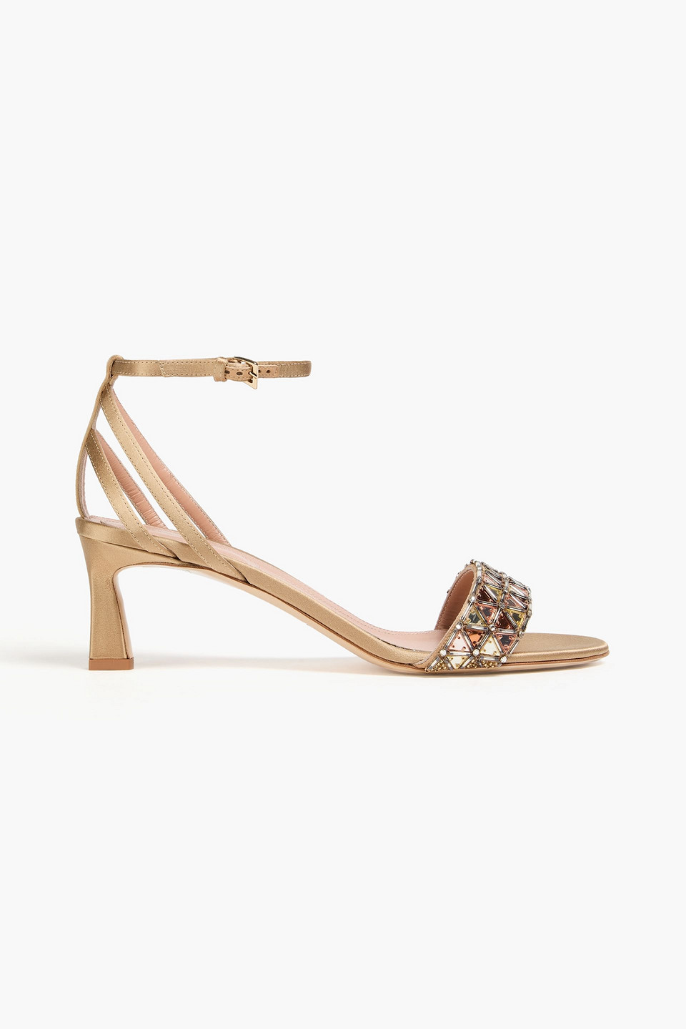 Alberta Ferretti Crystal-embellished Satin Sandals In Neutral