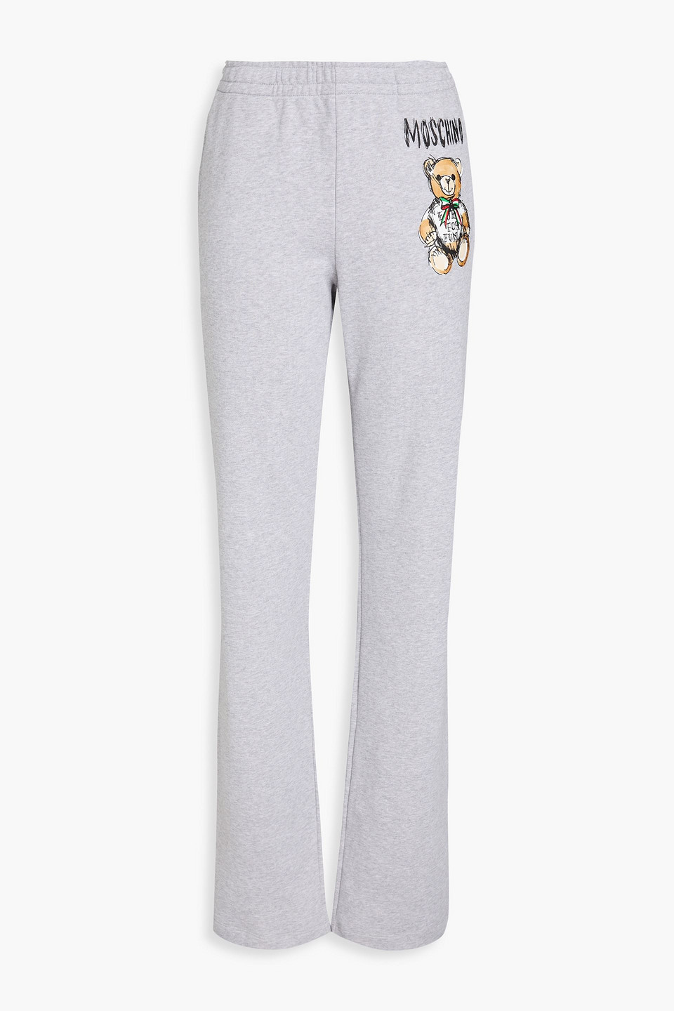 Moschino - Printed French cotton-terry track pants - Gray - IT 48