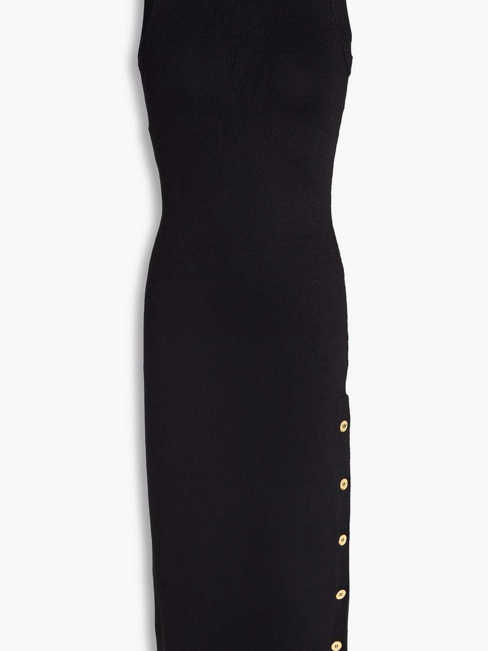 button-detailed knitted midi dress