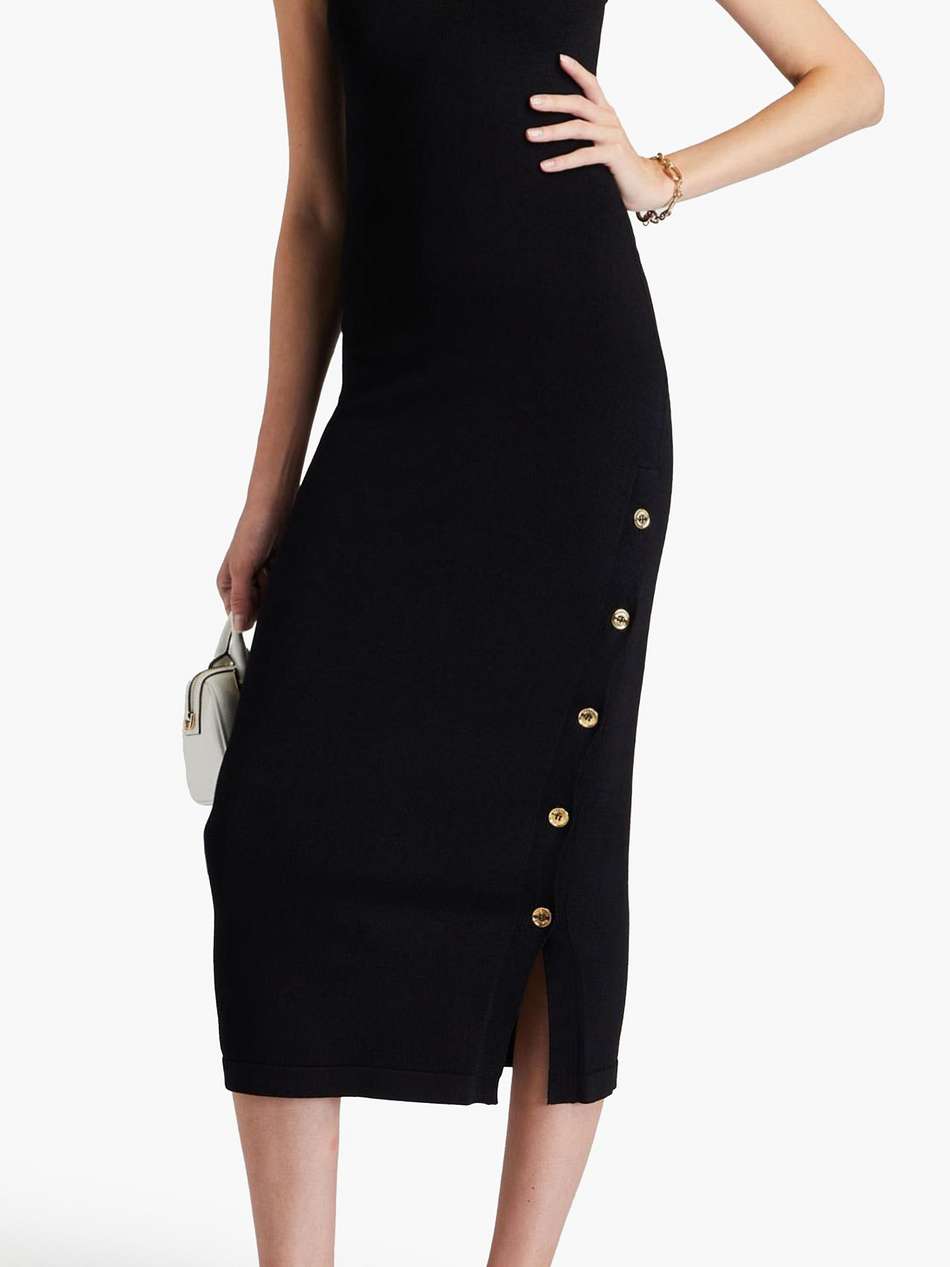 button-detailed knitted midi dress