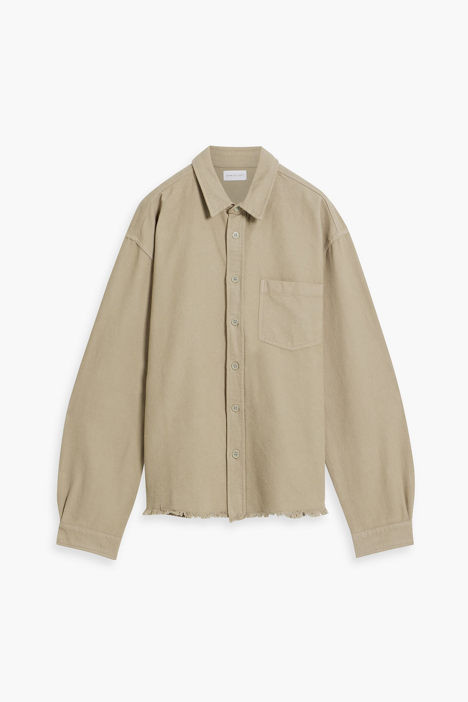 John Elliott Frayed Cotton Shirt In Beige