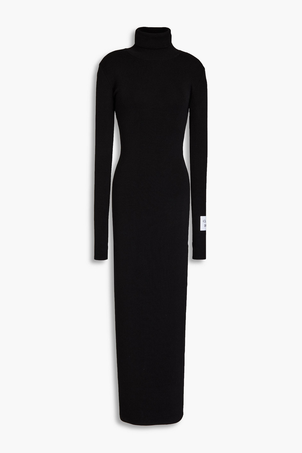 Moschino Cotton Long Sleeve Turtleneck Long Dress In Black