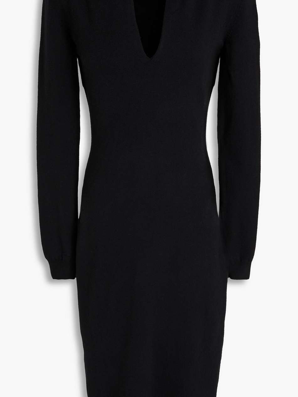 chain-embellished wool midi dress