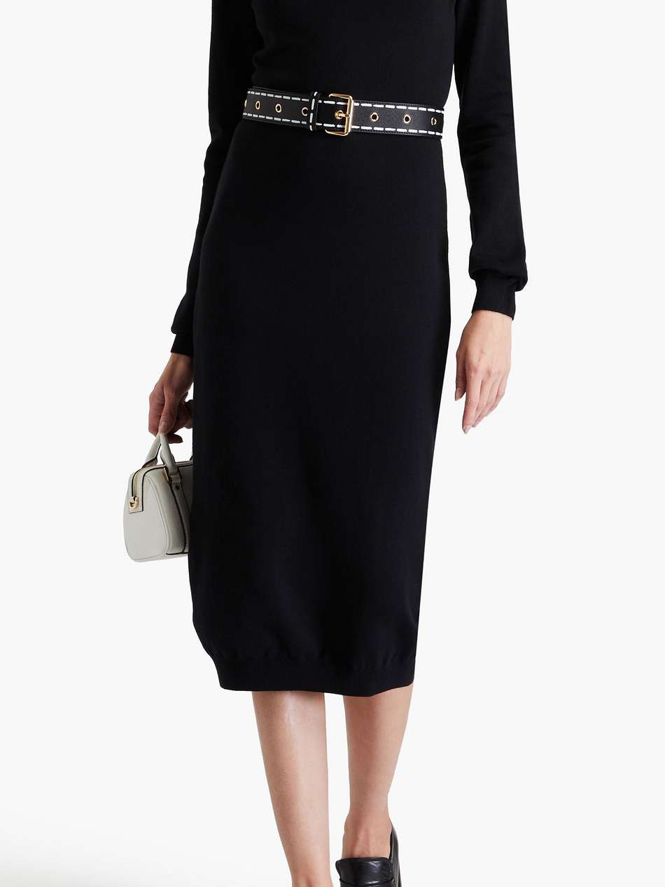 chain-embellished wool midi dress