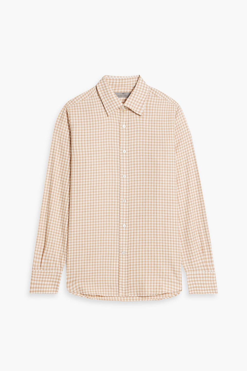 Canali Checked Cotton And Cashmere-blend Shirt In Sand